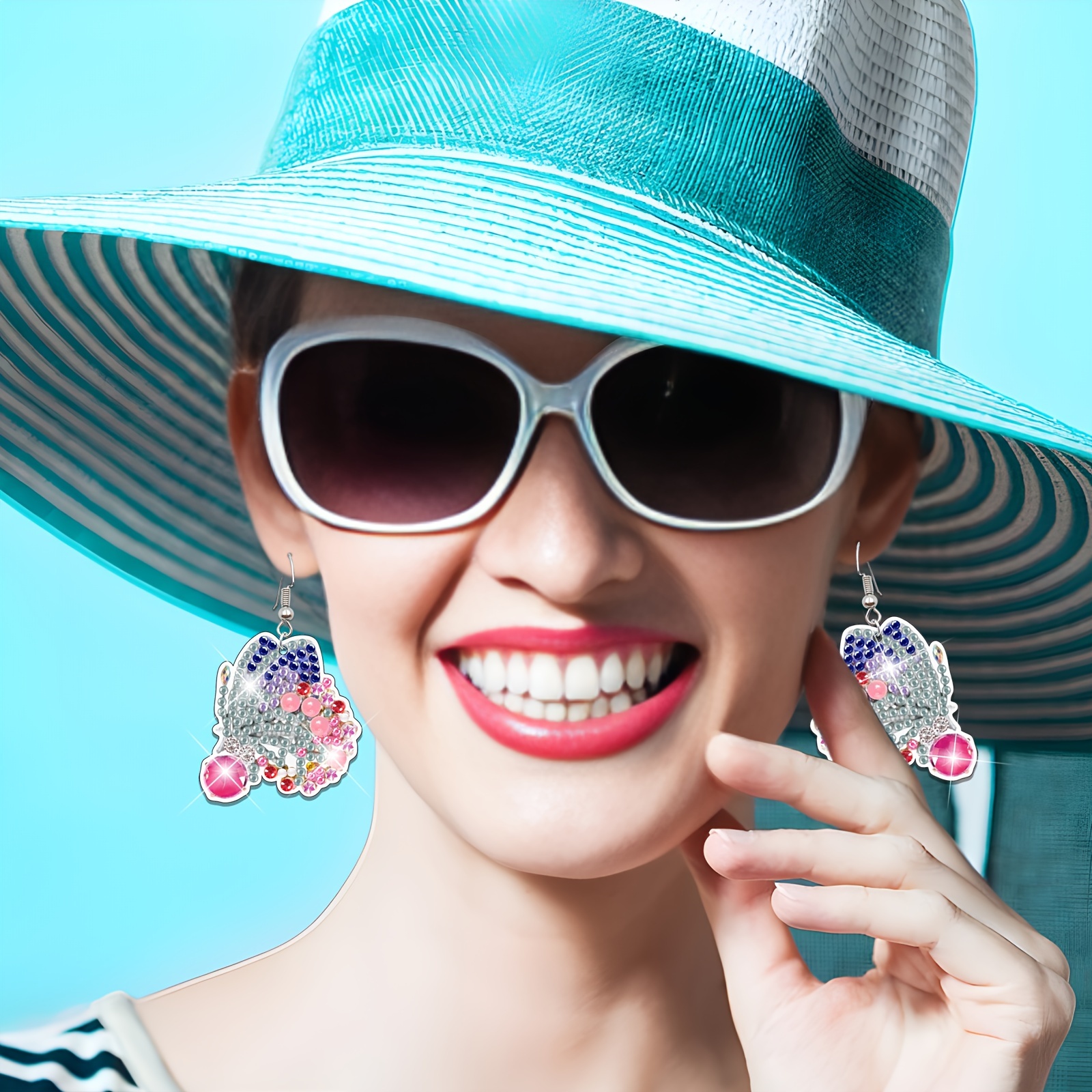 10 Pairs Marine Life Shaped Diamond Earrings, Handmade Kit